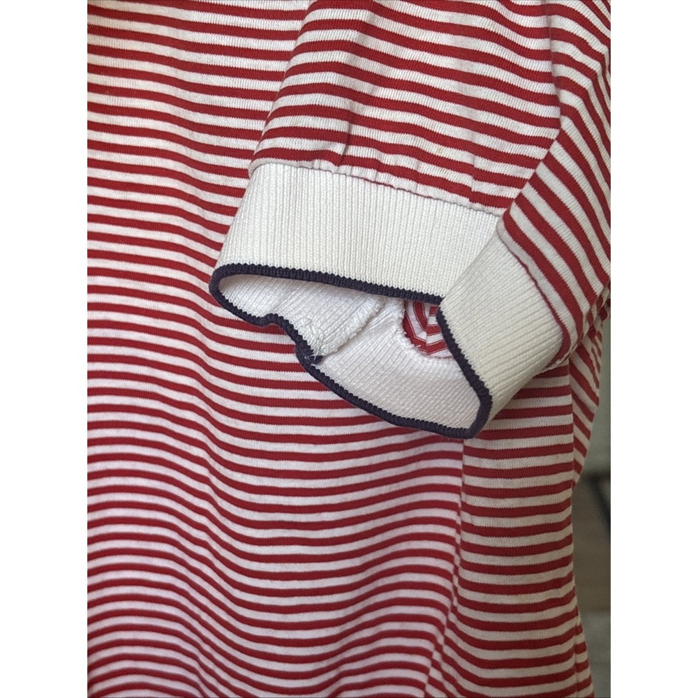 Chaps Ralph Lauren Mens Striped‎ Polo Shirt Red White Short Sleeve Cotton Large - Picture 5 of 7